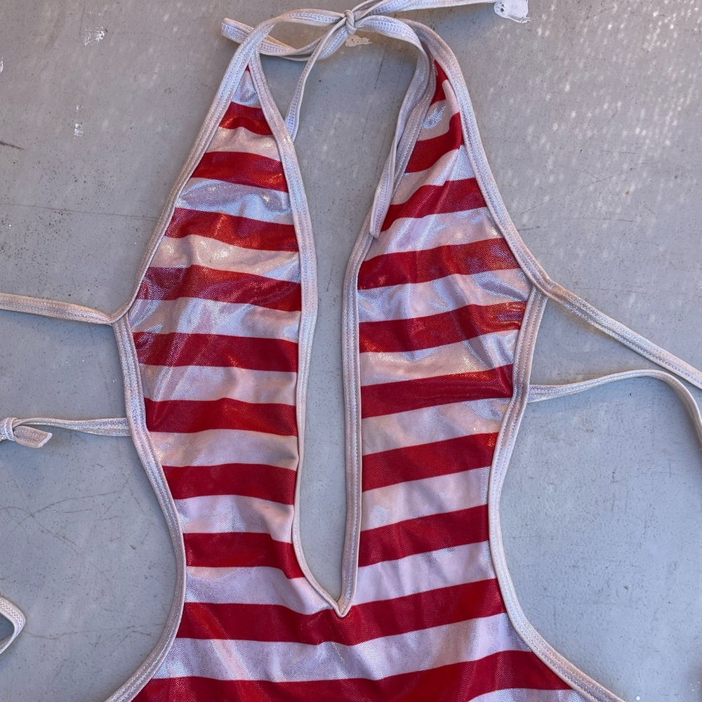 Yandy Red, White, and Blue Star Striped Bodysuit - Picture 3 of 5